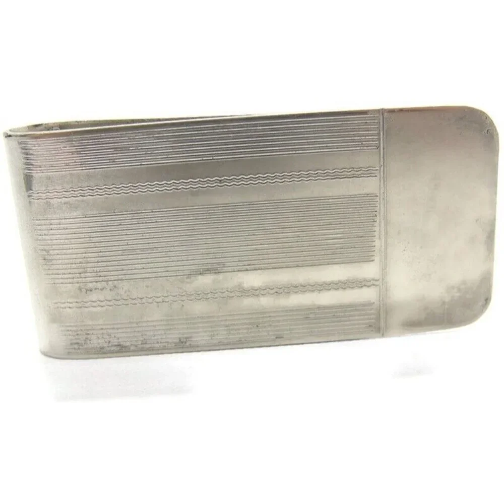 Vintage Silver Tone Money Clip Men Wallet ID Credit Card Holder